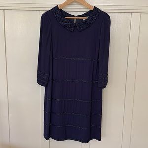 Midnight blue midi dress with sapphire sparkles